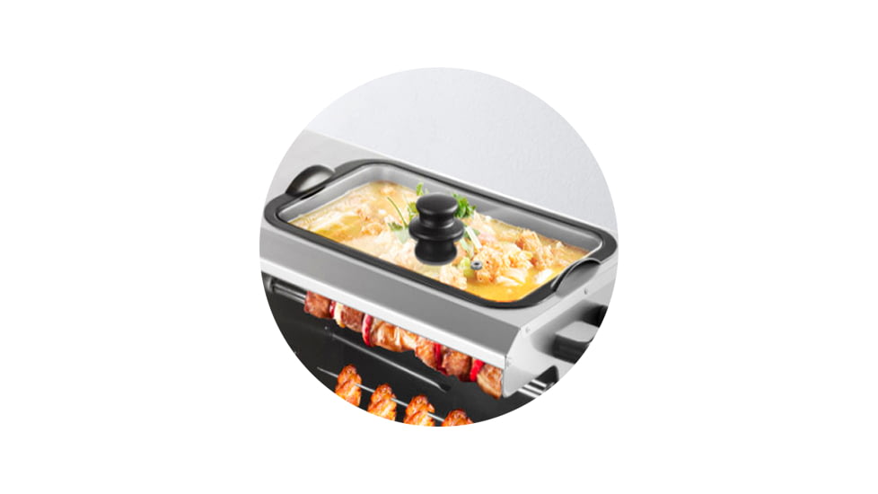 BRAZILIAN FLAME 03-LXK Silver Gas Rotisserie 3 Skewer Grill, Silver, BG-03 LXK Silver