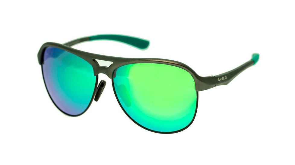 Breed Jupiter Sunglasses, Black Titanium Frame, Blue-Green Lens BSG019GM