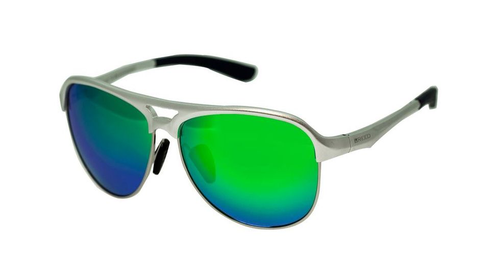 Breed Jupiter Sunglasses, Silver Titanium Frame, Blue-Green Lens BSG019SR