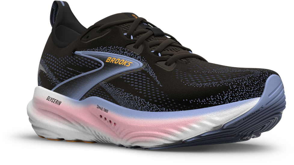 Brooks Glycerin 22 Road Running Shoes - Womens, Black/Blue Heron/Orange, 7, 1B, 1204341B088.070