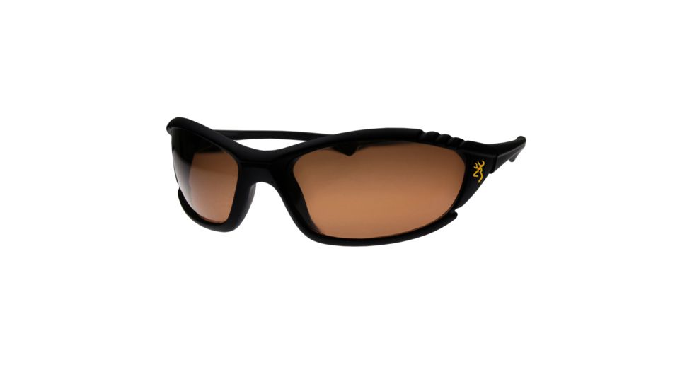 Browning Eyewear Stalker Black Polycarbonate Frame Amber TAC 1.5 Polarized Lens Sunglasses BRN-STA-002
