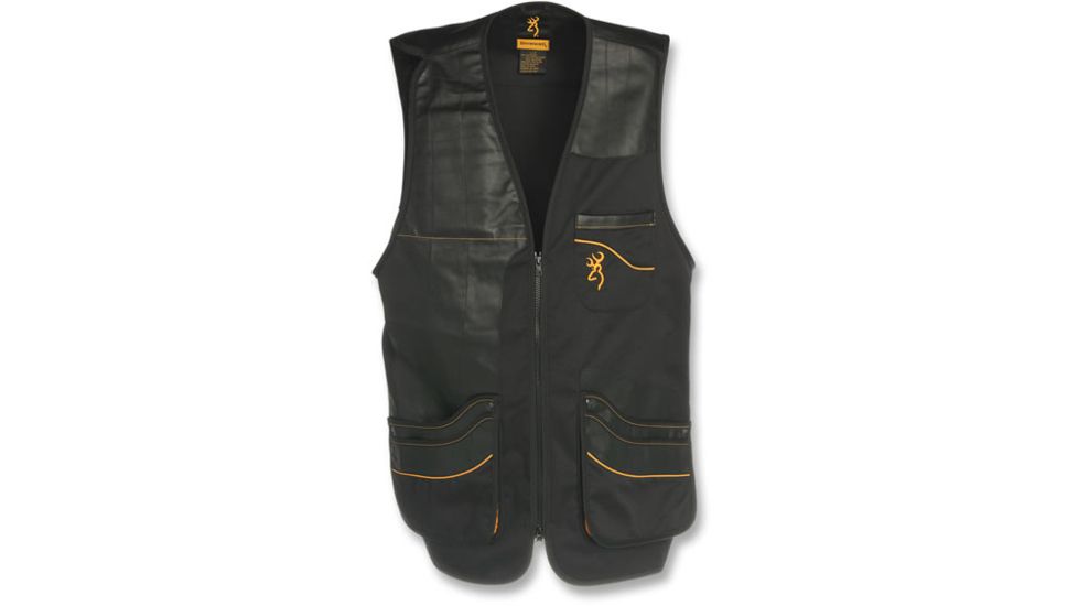 Browning Master-Lite Leather Patch Vest, Black/Orange, M 3050309902