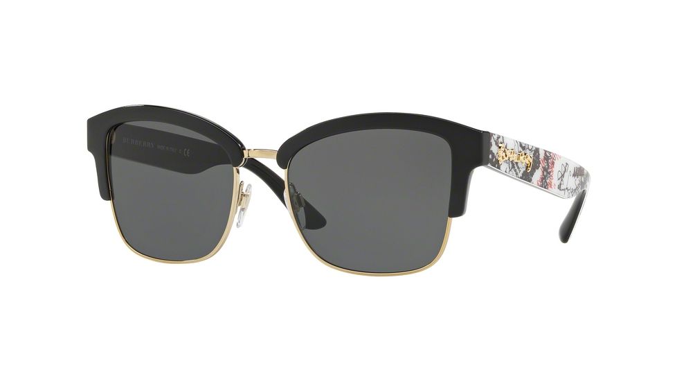 Burberry BE4265 Progressive Prescription Sunglasses BE4265-372387-54 - Lens Diameter 54 mm, Frame Color Black Light Gold