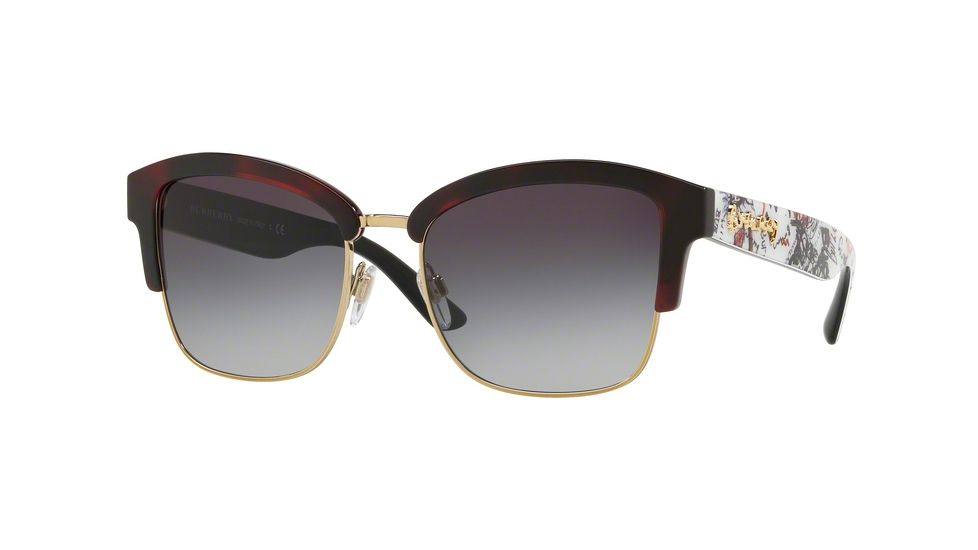 Burberry BE4265 Progressive Prescription Sunglasses BE4265-37248G-54 - Lens Diameter 54 mm, Frame Color Red Havana/light Gold