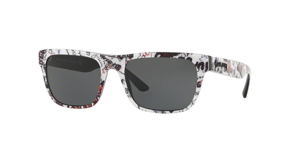 Burberry BE4268 Bifocal Prescription Sunglasses BE4268-371287-56 - Lens Diameter 56 mm, Frame Color Print Doodle On Black