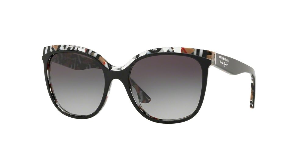 Burberry BE4270 Prescription Sunglasses, 55mm, Top Black On Check, BE4270-37298G-55-SV