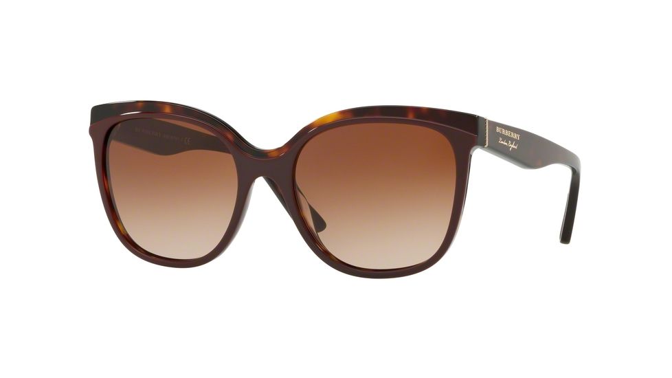 Burberry BE4270 Prescription Sunglasses, 55mm, Top Bordeaux On Havana, BE4270-373013-55-SV