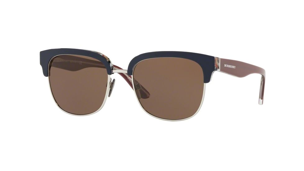 Burberry BE4272 Progressive Prescription Sunglasses BE4272-373673-53 - Lens Diameter 53 mm, Frame Color Top Blue On Check/Silver