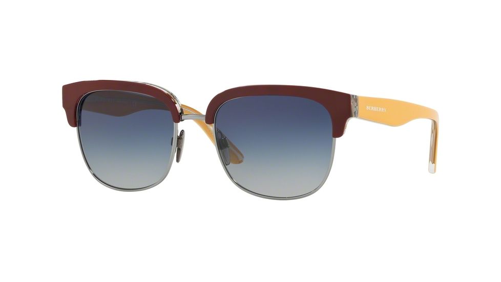 Burberry BE4272 Progressive Prescription Sunglasses, 53mm, Top Bord On Check/Gunmetal, BE4272-37384L-53-PRO