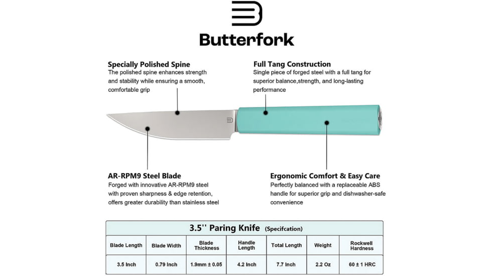 Butterfork Paring Knife Green, BF01PKMT