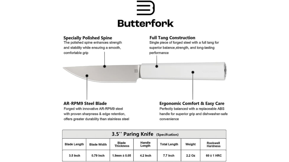 Butterfork Paring Knife Light Gray, BF01PKLG