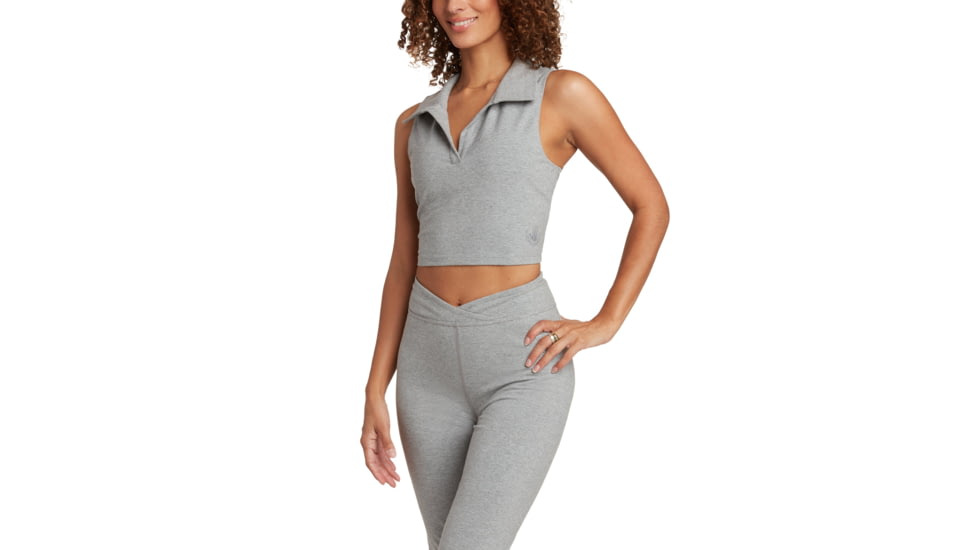 Body Glove Full of Secrets Polo Crop Top - Heather Grey 91ABFBDD, S, Heather Grey, JT25070B1643D-032-S