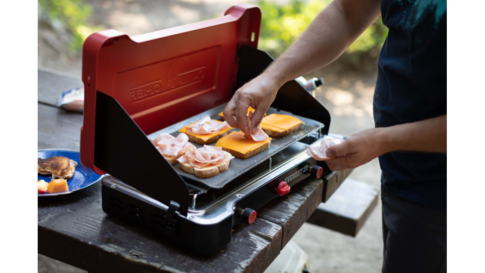 Camp Chef Mountain Series Everest 2X High Output Two-Burner Cooking System, Black/Red, MSHPX