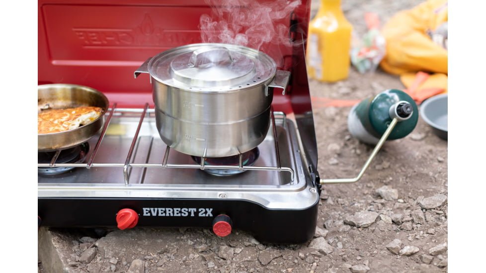 Camp Chef Mountain Series Everest 2X High Output Two-Burner Cooking System, Black/Red, MSHPX