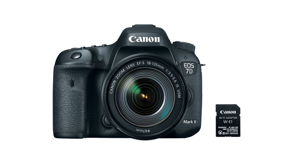 Canon EOS 7D Mark II Camera, w/EF-S 18-135mm IS USM Standard Zoom Lens Wi-Fi Adapter Kit, Black 9128B135
