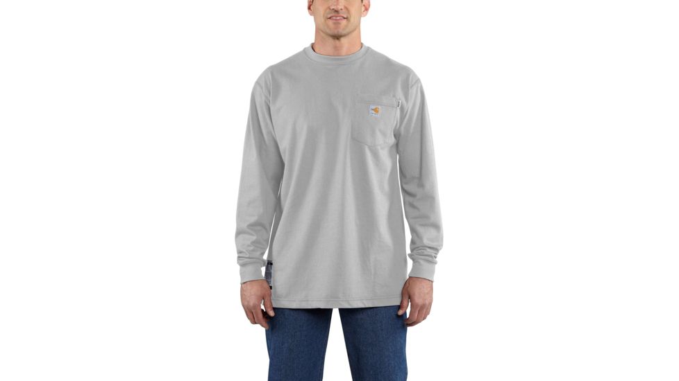 Carhartt Flame-Resistant Force Cotton Long Sleeve T-Shirt, Light Gray, Medium/Regular 100235-051-REG-M