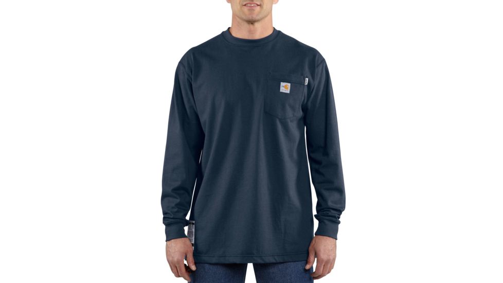 Carhartt Flame-Resistant Force Cotton Long Sleeve T-Shirt, Dark Navy, 2XL/Regular 100235-410-REG-2XL