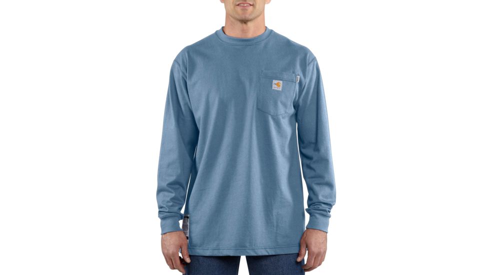 Carhartt Flame-Resistant Force Cotton Long Sleeve T-Shirt, Medium Blue, 2XL/Regular 100235-465-REG-2XL
