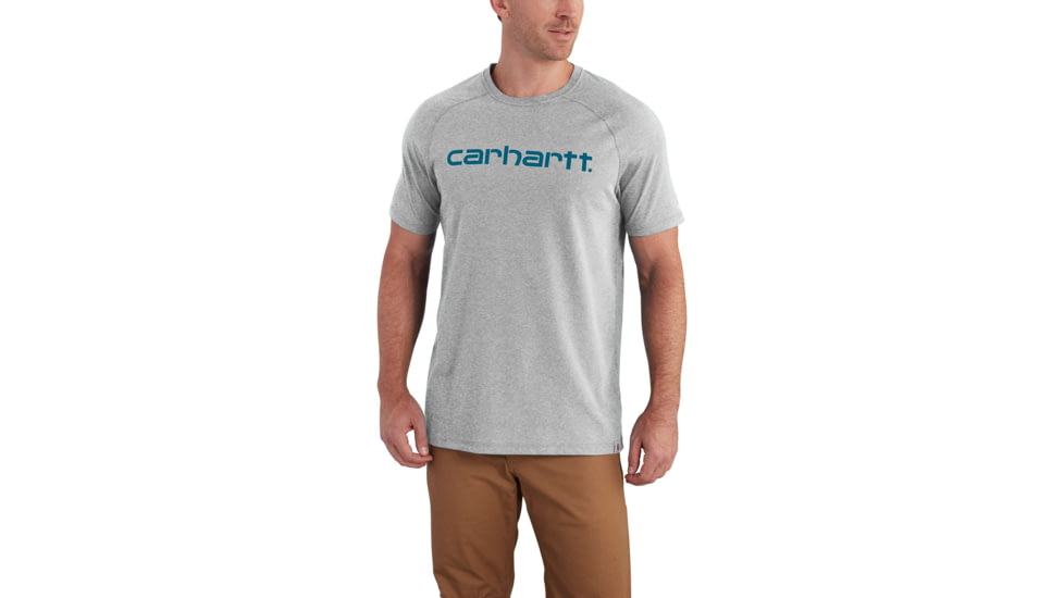 Carhartt Force Cotton Delmont Gphc Short Sleeve T-Shirt for Mens, Heather Gray, Medium/Regular 102549-034-REG-M