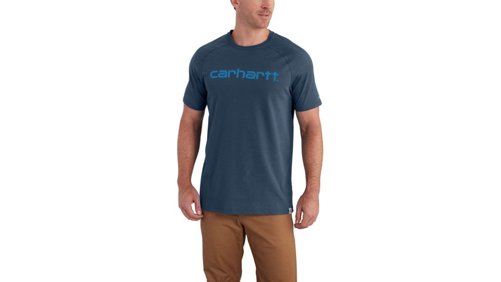 Carhartt Force Cotton Delmont Gphc Short Sleeve T-Shirt for Mens, Light Huron Heather, Small/Regular, 102549-446-REG-S