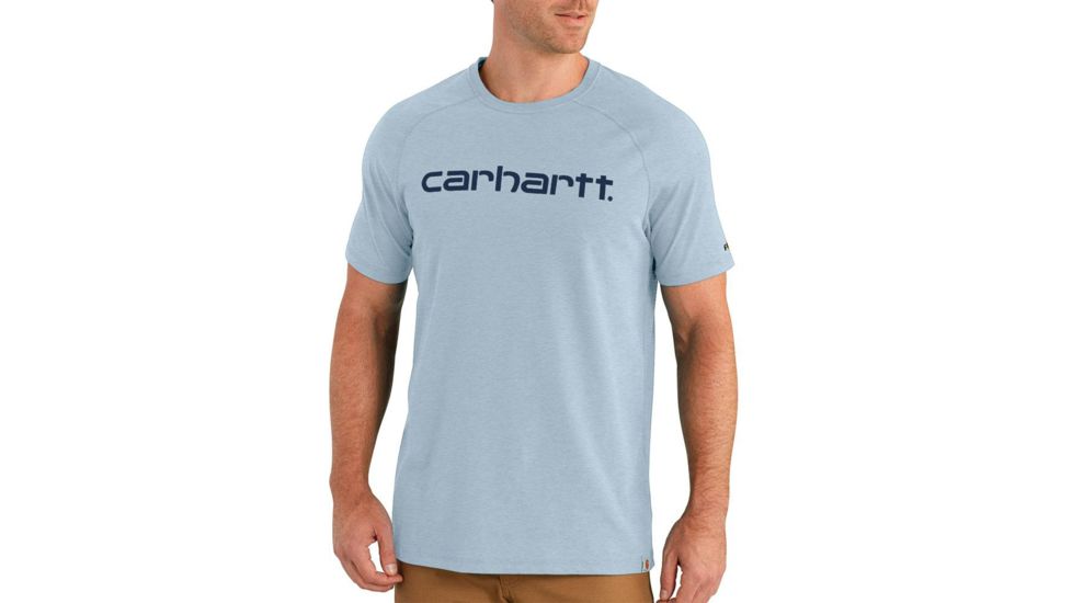 Carhartt Force Cotton Delmont Graphic Short Sleeve T-Shirt - Mens, Soft Blue, Small, 102549-I20-REG-S
