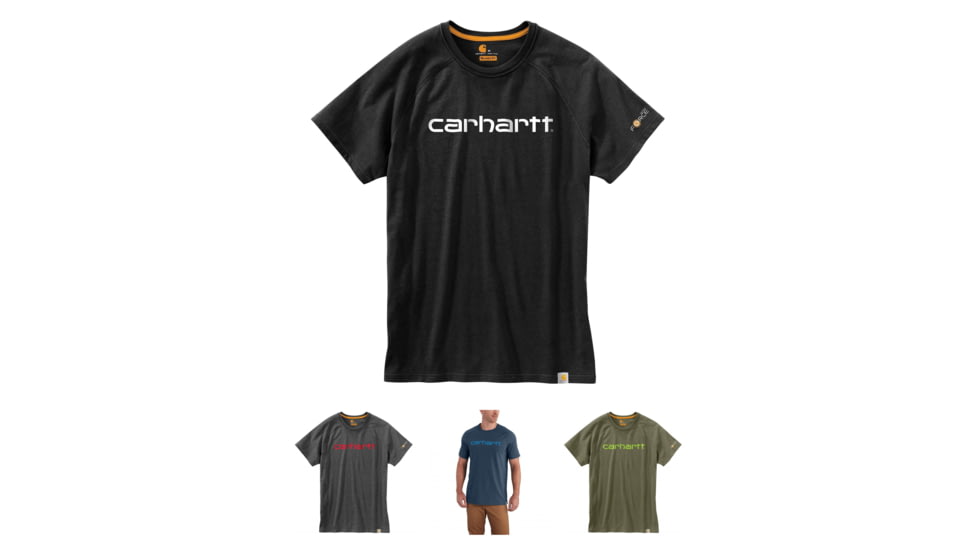 Carhartt Force Cotton Delmont Graphic Shortt Sleeve T Shirt - Men's, Black, Carbon Heather, Light Huron Heather, Moss