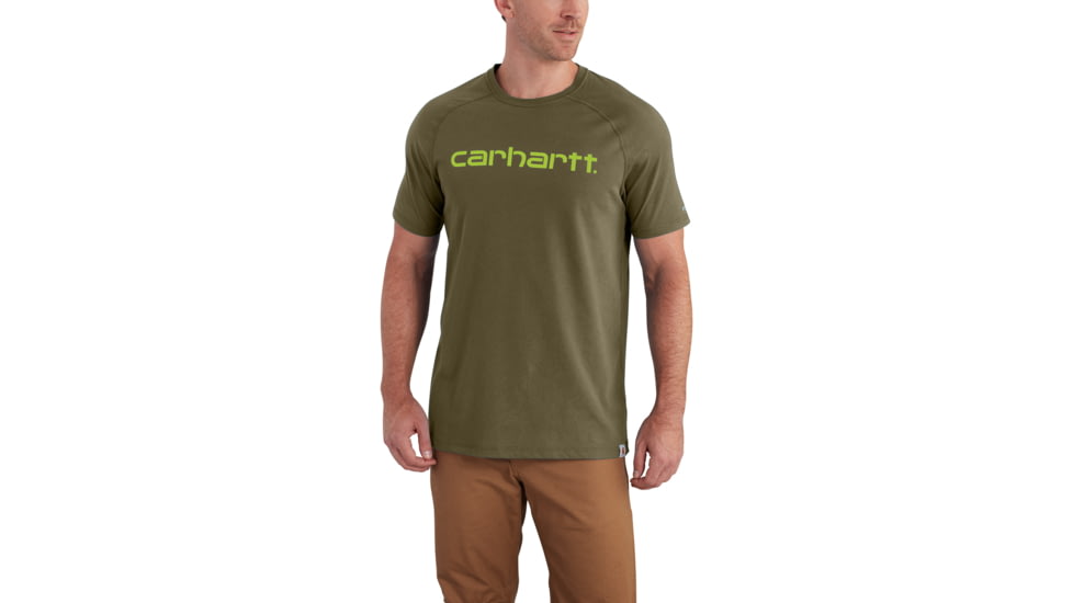 Carhartt Force Cotton Delmont Graphic Shortt Sleeve T Shirt - Mens, Moss, Large, 102549-316-REG-L