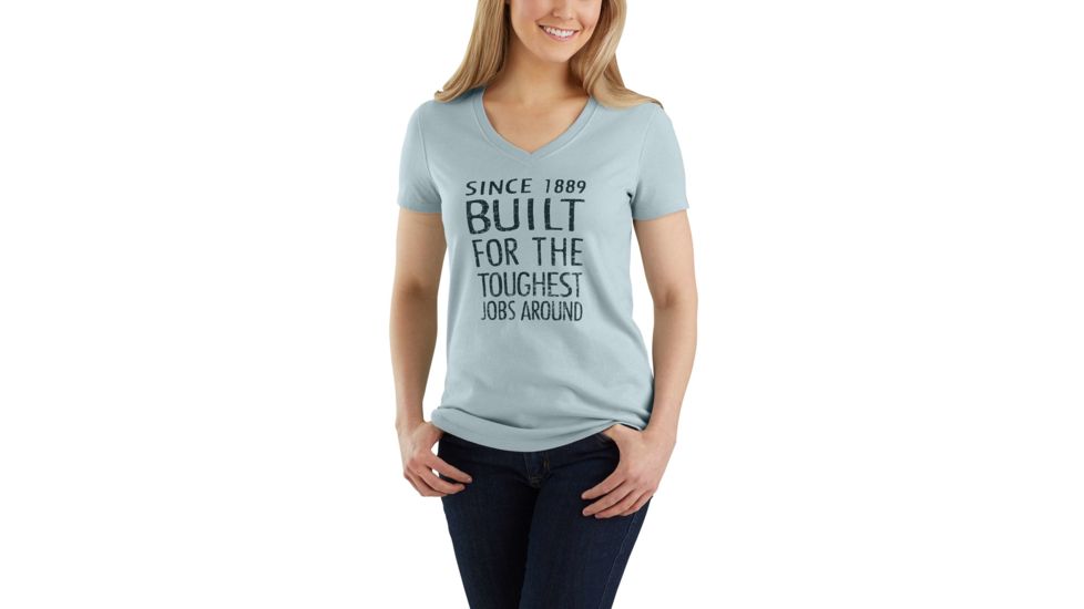Carhartt Lockhart Graphic Tough Jobs Short Sleeve V-neck T-shirt - Womens, Sky Gray Heather, XXL-REG 103074-455-REG-XXL