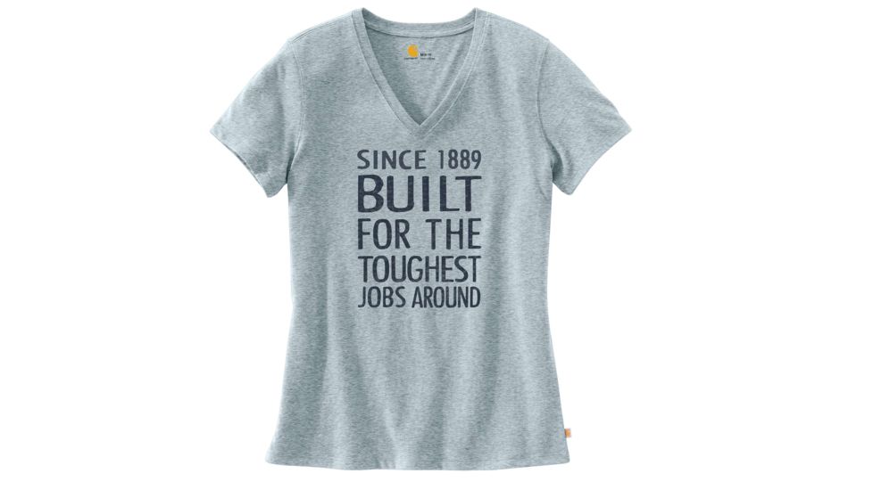 Carhartt Lockhart Graphic Tough Jobs Short Sleeve V-neck T-shirt - Womens, Sky Gray Heather, XXL-REG 103074-455-REG-XXL