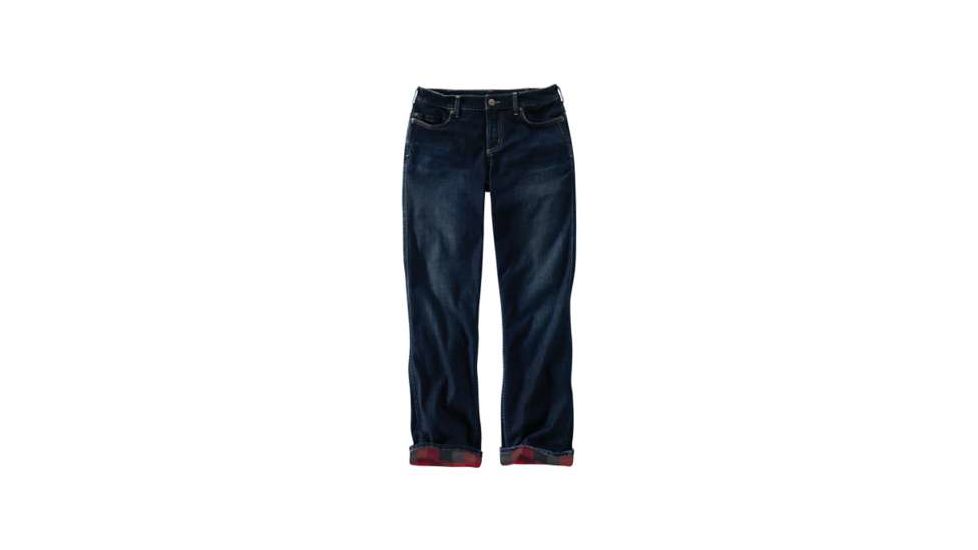 Carhartt Original Fit Blaine Flannel Lined Jean - Womens, Dark Bluestone, 12-Short, 102729-474-SHT-12