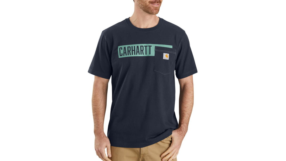 Carhartt Relaxed Fit Heavyweight Short-Sleeve Graphic T-Shirt - Mens, Navy, Large, 104180-I26-REG-L