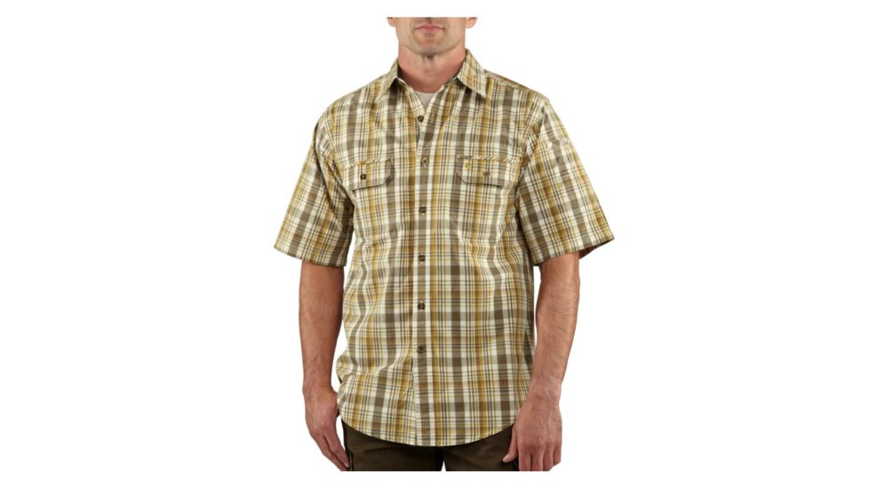 Carhartt Standish Plaid Shortsleeve Shirt - Men's-Amber Yellow-Large