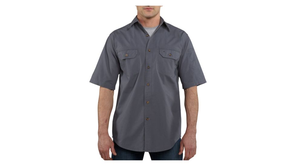 Carhartt Standish Solid Shortsleeve Shirt - Men's-Blue Stone-X-Large