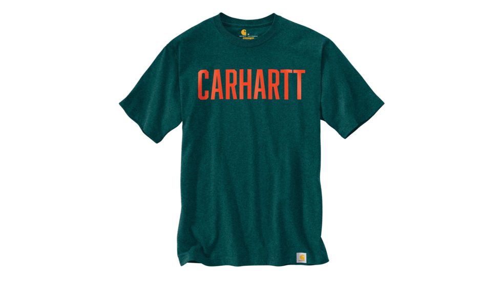 Carhartt Workwear Graphic Block Logo Short Sleeve T-shirt - Mens, Hunter Green Heather, XL-REG 103177-393-REG-XL