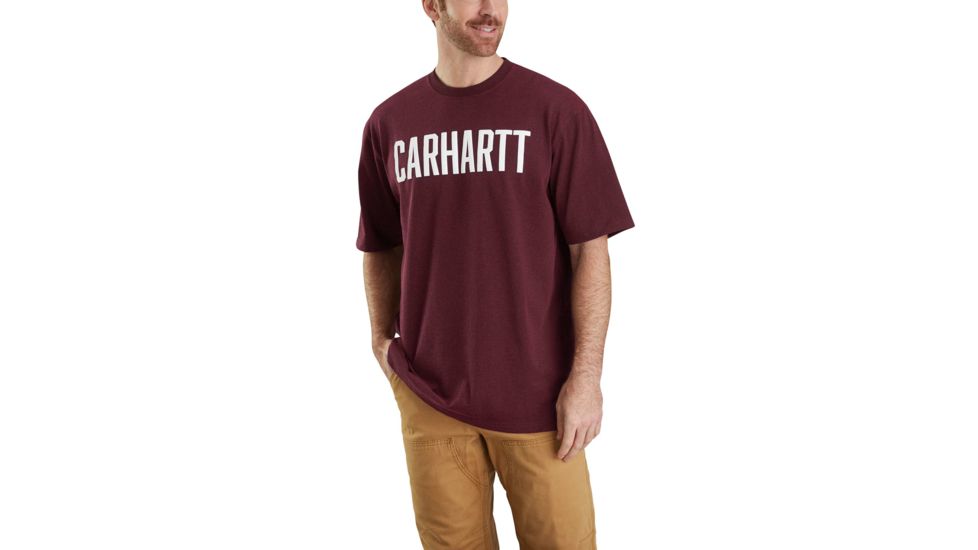 Carhartt Workwear Graphic Block Logo Short Sleeve T-shirt - Mens, Port Heather, XL-REG 103177-645-REG-XL
