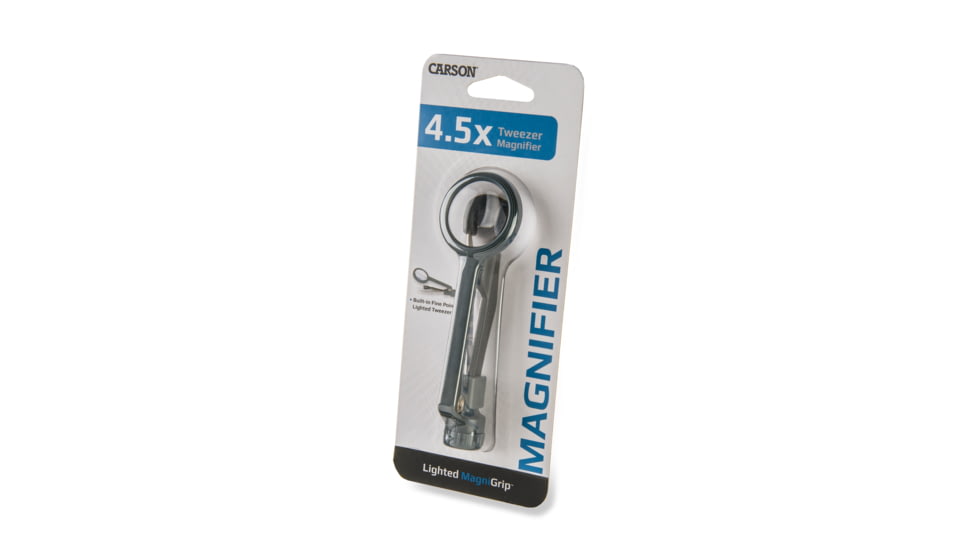 Carson MagniGrip 4x LED Lighted Magnifier w/ Precision Tweezers - Batteries Included MG-88