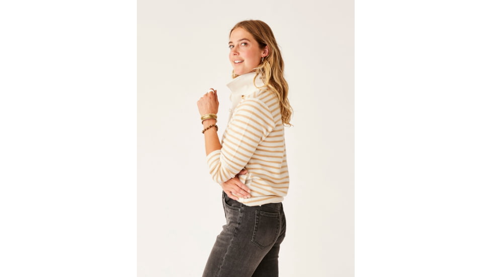 Carve Designs Clara Fleece Pullover - Womens, Birch Even Stripe, Medium, FLPO15-282-MD