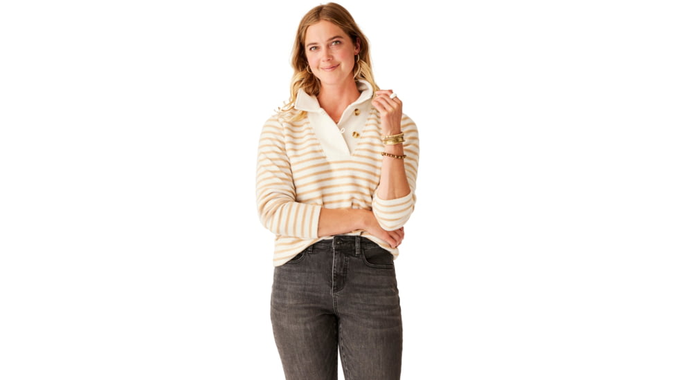 Carve Designs Clara Fleece Pullover - Womens, Birch Even Stripe, Medium, FLPO15-282-MD