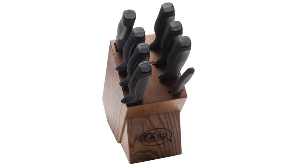 Case Household Cutlery Black Synthetic Handles - 9-Piece Block Set, 31725