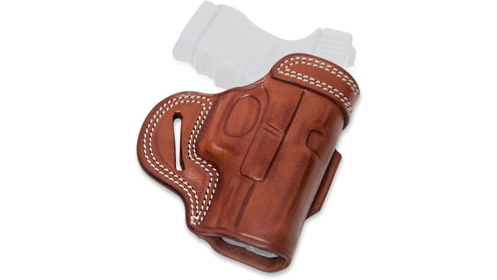 Cebeci Arms Leather Belt Holster Reinforced Combat Grip for 1911 &amp; All Clones w/rail 5in Barrel, Tan, Left Hand, 20724LT66