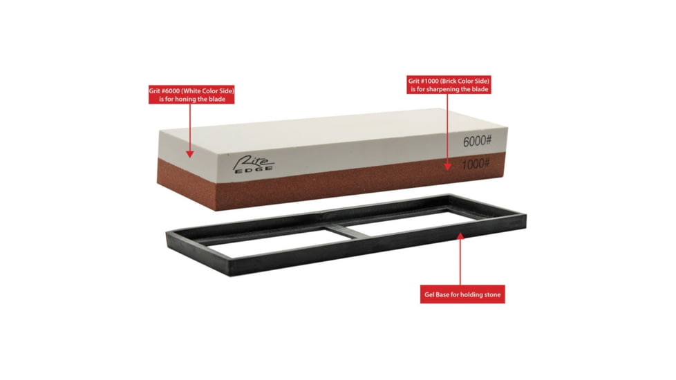 China Made Sharpening Stone 1000/6000, 7.25in X 2.63in X 1.25in, Stone 7in X 2.25in X 1.13in, 1000 Grit Side For Sharpening And 6000 Grit Side For Honing, Gel Base, 212875