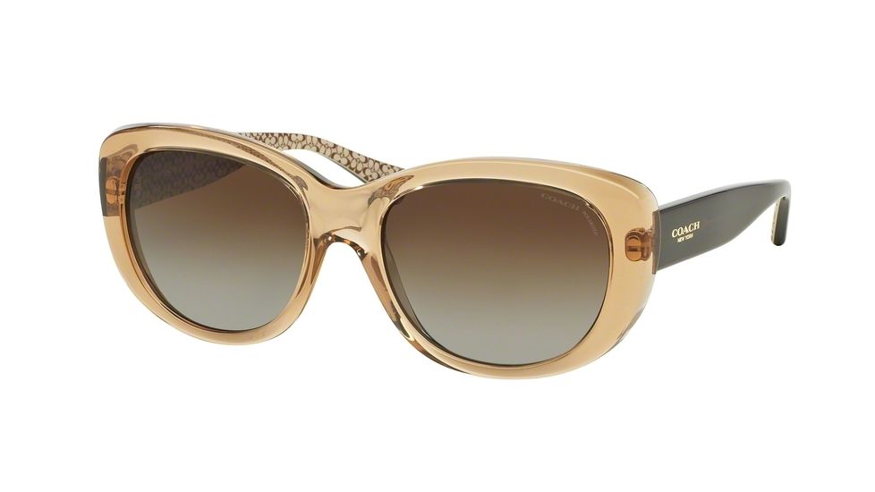 Coach L071 DARCY HC8083 Prescription Sunglasses HC8083-5216T5-55 - Lens Diameter 55 mm, Frame Color Brown Crystal/Tort Sand Sig C