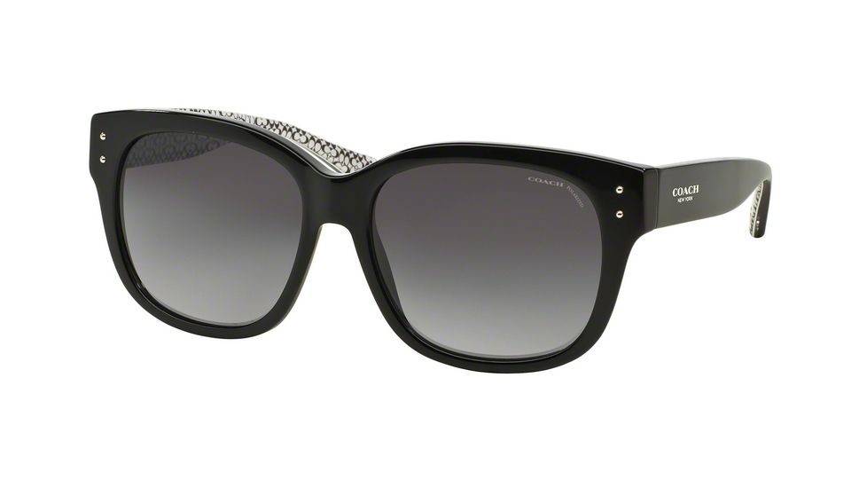 Coach L074 SIENNA HC8086 Bifocal Prescription Sunglasses HC8086-5214T3-56 - Lens Diameter 56 mm, Frame Color Black/Black White Sig C