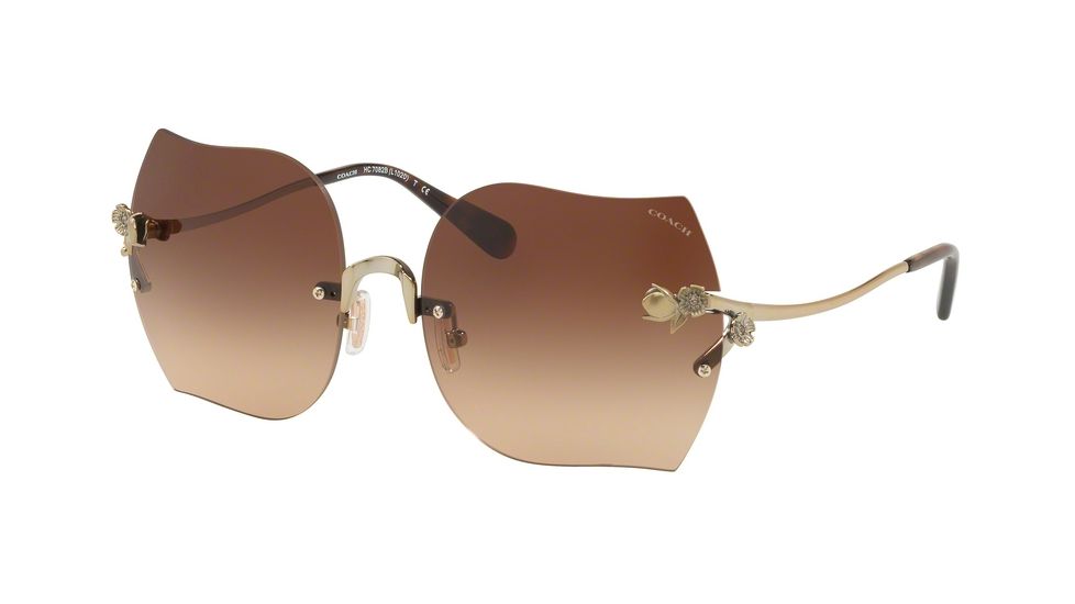 Coach L1020 HC7082B Progressive Prescription Sunglasses HC7082B-931874-60 - Lens Diameter 60 mm, Frame Color Shiny Pale Gold