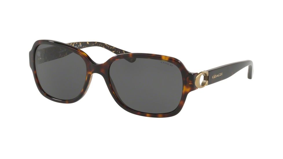 Coach L1031 HC8241 Sunglasses 550787-57 - Dark Tortoise Frame, Dark Grey Solid Lenses