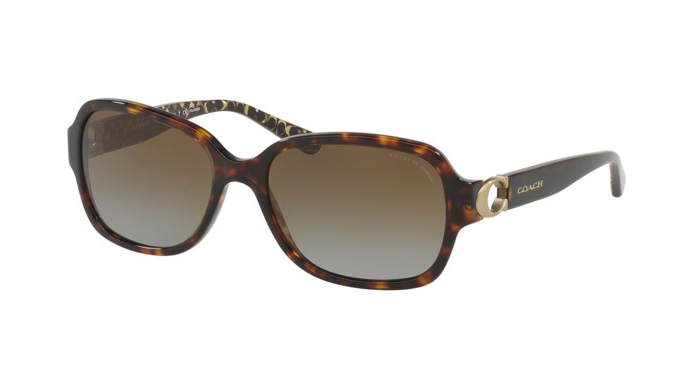 Coach L1031 HC8241 Sunglasses 5507T5-57 - Dark Tortoise Frame, Brown Gradient Polar Lenses