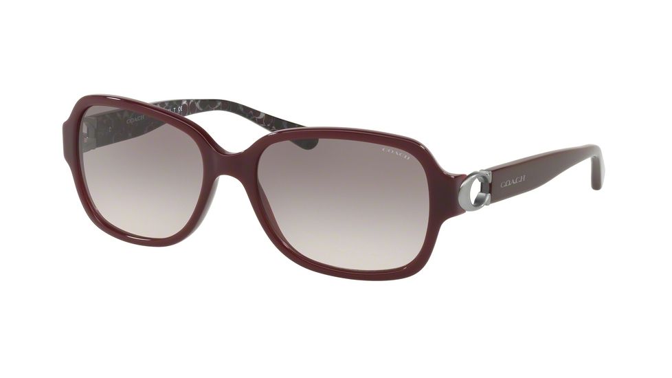 Coach L1031 HC8241 Sunglasses 55203B-57 - Match Oxblood Frame, Grey Pink Gradient Lenses