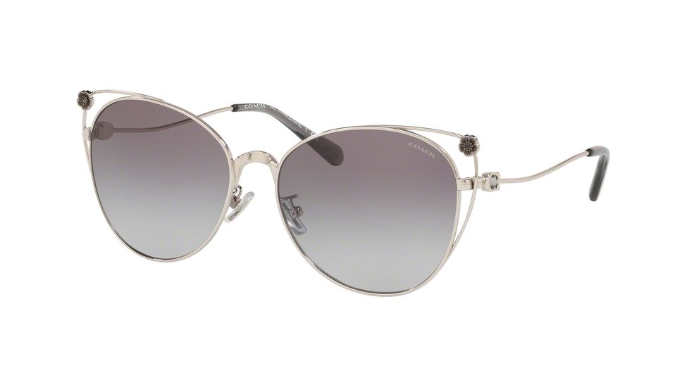 Coach L1079 HC7096B Progressive Prescription Sunglasses, 58mm, Shiny Silver, HC7096B-900111-58-PRO
