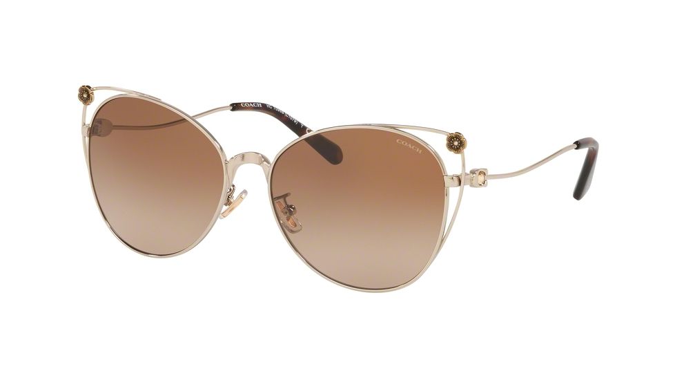 Coach L1079 HC7096B Progressive Prescription Sunglasses, 58mm, Shiny Light Gold, HC7096B-900513-58-PRO