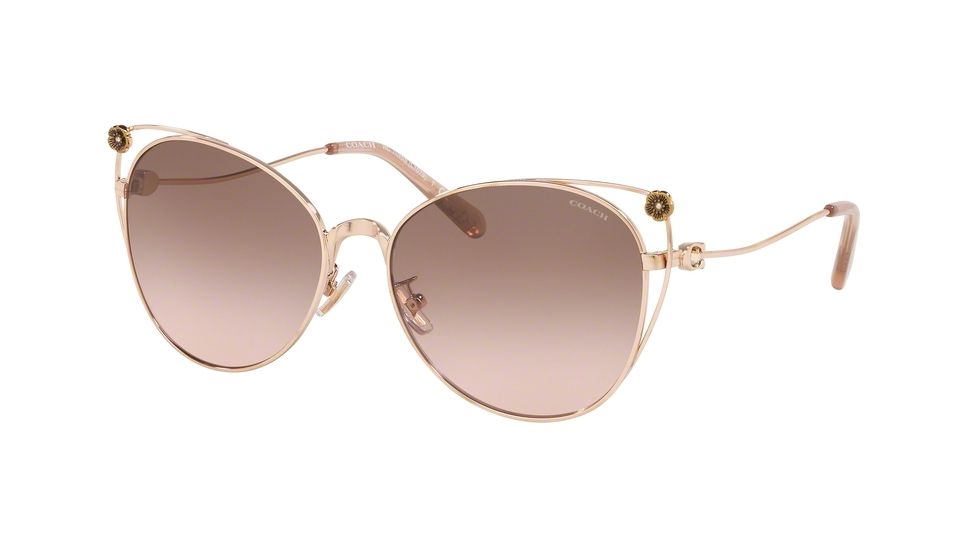 Coach L1079 HC7096B Progressive Prescription Sunglasses, 58mm, Shiny Rose Gold, HC7096B-933111-58-PRO